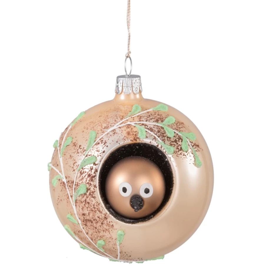 "Käthe Wohlfahrt 8cm Glass Bauble with Hand-Painted Bird Decoration – Christmas Ornament"