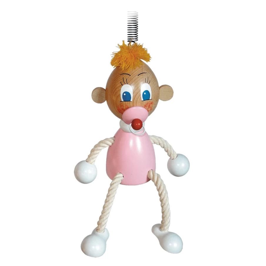 Käthe Wohlfahrt Handmade Swinging Baby Girl Figurine - Christmas Ornament Collectible