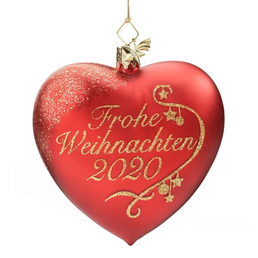 "Poesie in Glas Heart-Shaped 'Merry Christmas 2020' Decorative Glass Ornament"