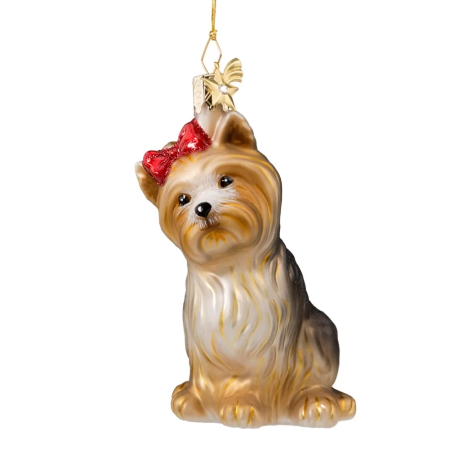 "Poesie in Glas Yorkshire Terrier Dog Figurine - Handcrafted Collectible"