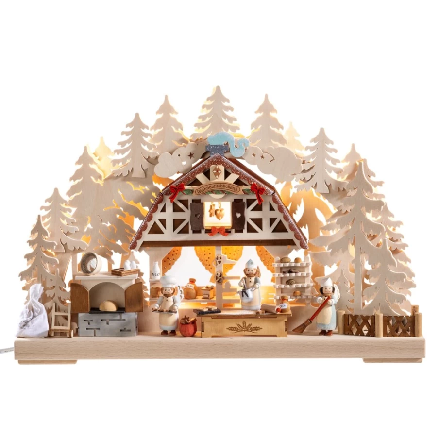 Käthes Original Schwibbogen Christmas Bakery LED Light with USB Port, 230V German Holiday Decoration