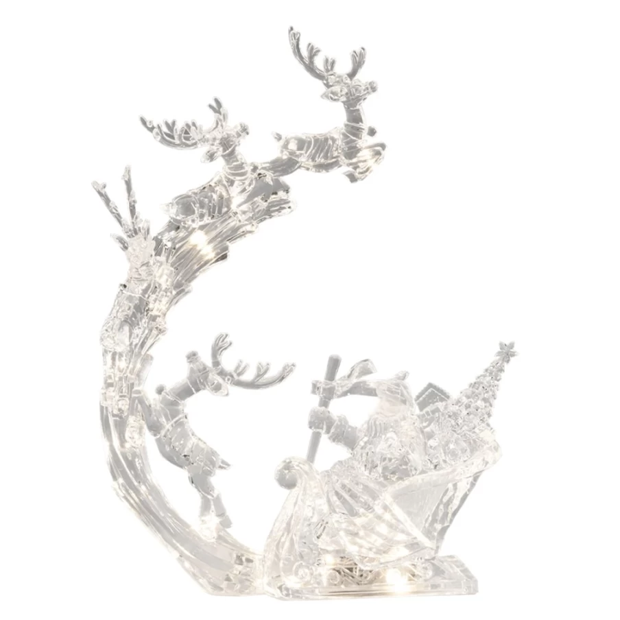 "Käthe Wohlfahrt 35cm Lighted Acrylic Reindeer Sleigh Christmas Decoration"