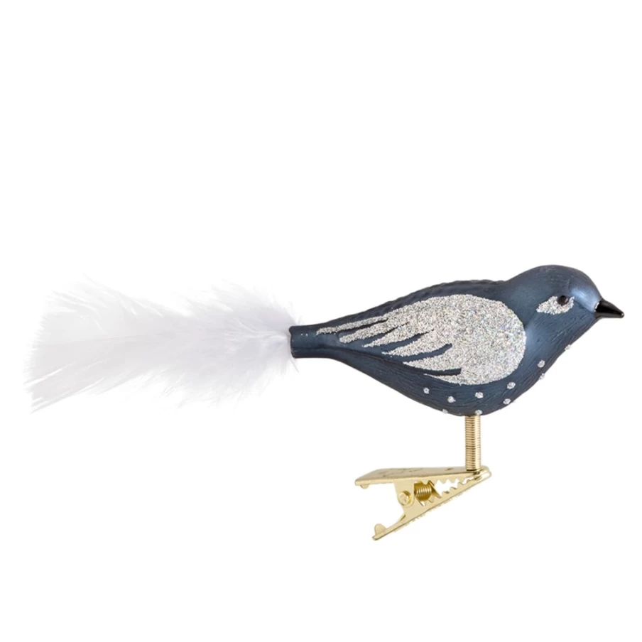Poesie in Glas Blue and Silver Bird Decorative Figurine