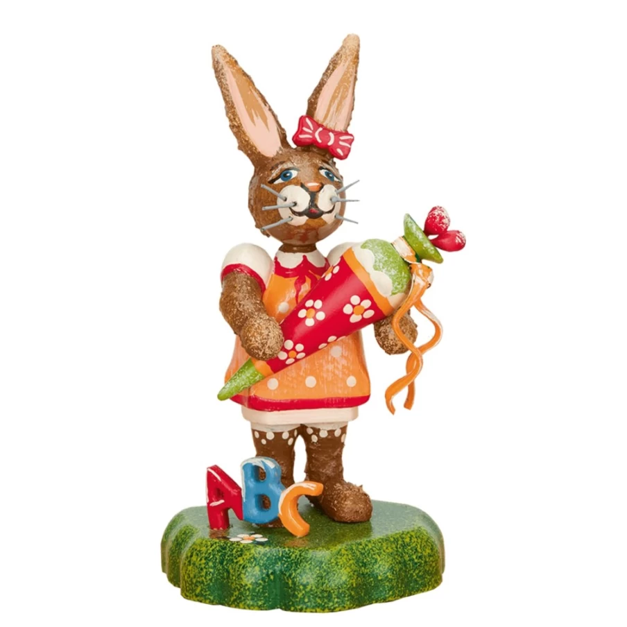 "Hubrig Volkskunst Rabbit School - Finches First Day At School Collectible Figurine"