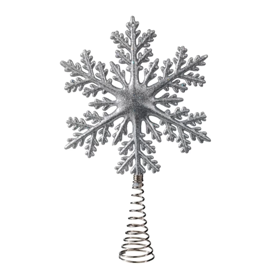 "Käthe Wohlfahrt Silver Snowflake Tree Topper - Elegant Christmas Decoration"