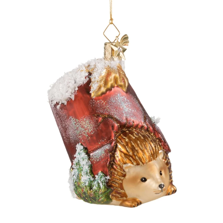 "Poesie in Glas Hedgehog Figurine Under Flowerpot - Cute Home Decor"