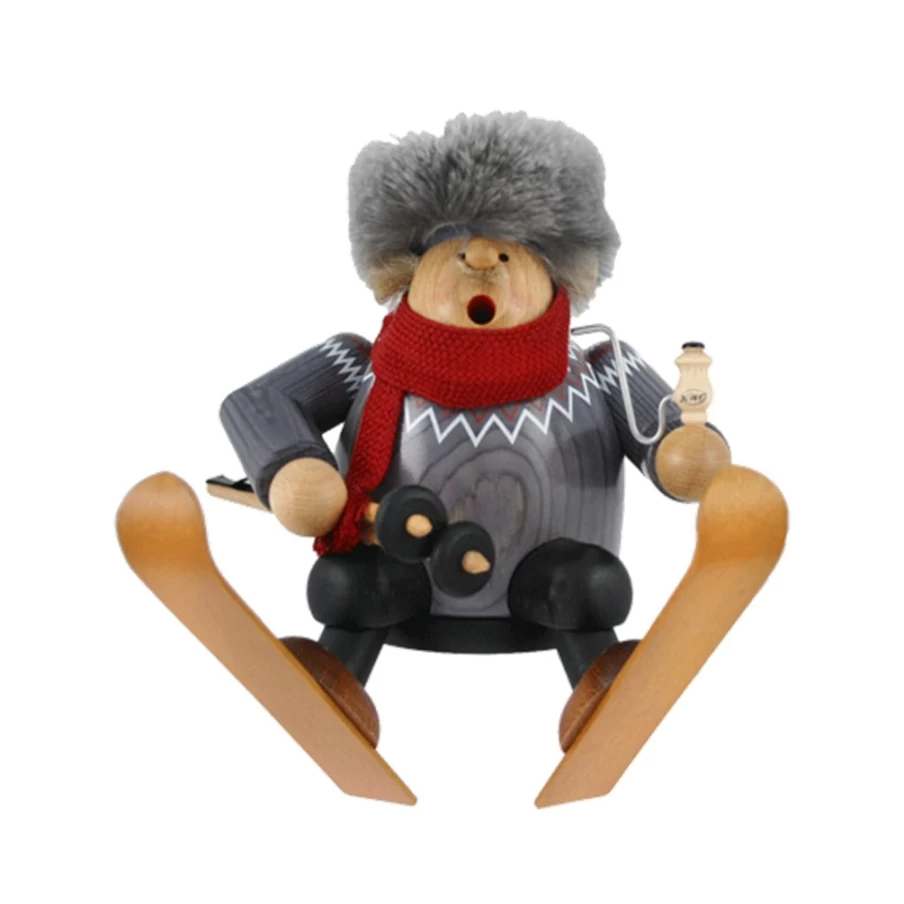 KWO Skiing Man Incense Smoker - Decorative Smoking Figure for Home & Gifts