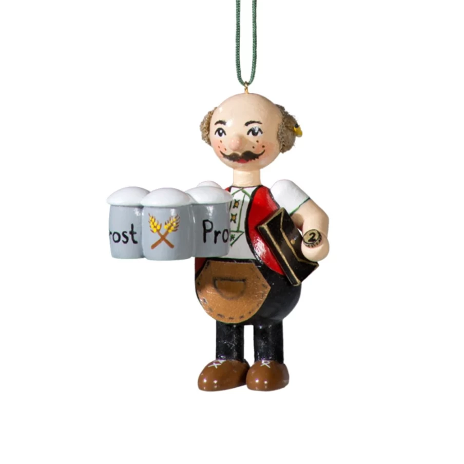 Käthes Original Wooden Waiter Figurine - Handcrafted Decorative Servant Statue