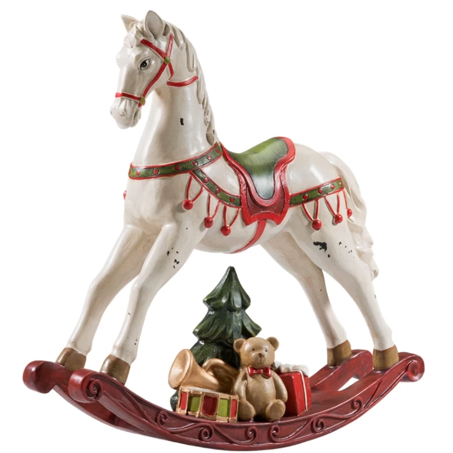 Käthe Wohlfahrt White Nostalgic Wooden Rocking Horse - Handcrafted Traditional Children's Toy