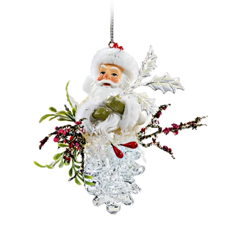 Käthe Wohlfahrt Christmas Fir Cone Santa Claus Ornament - Handcrafted German Holiday Decoration