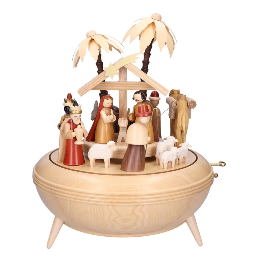 Richard Glässer Nativity Music Box – "Birth of Christ" Handcrafted Christmas Musical Gift