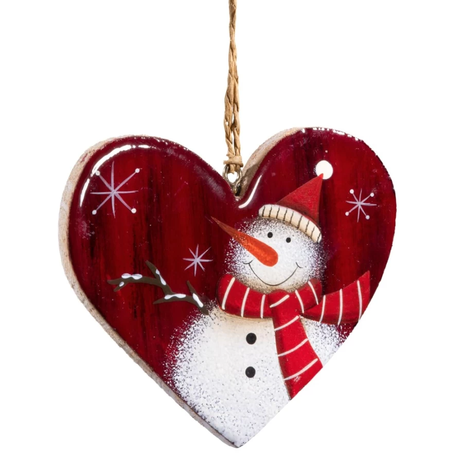 "Käthe Wohlfahrt Snowman With Cap Christmas Heart Ornament"