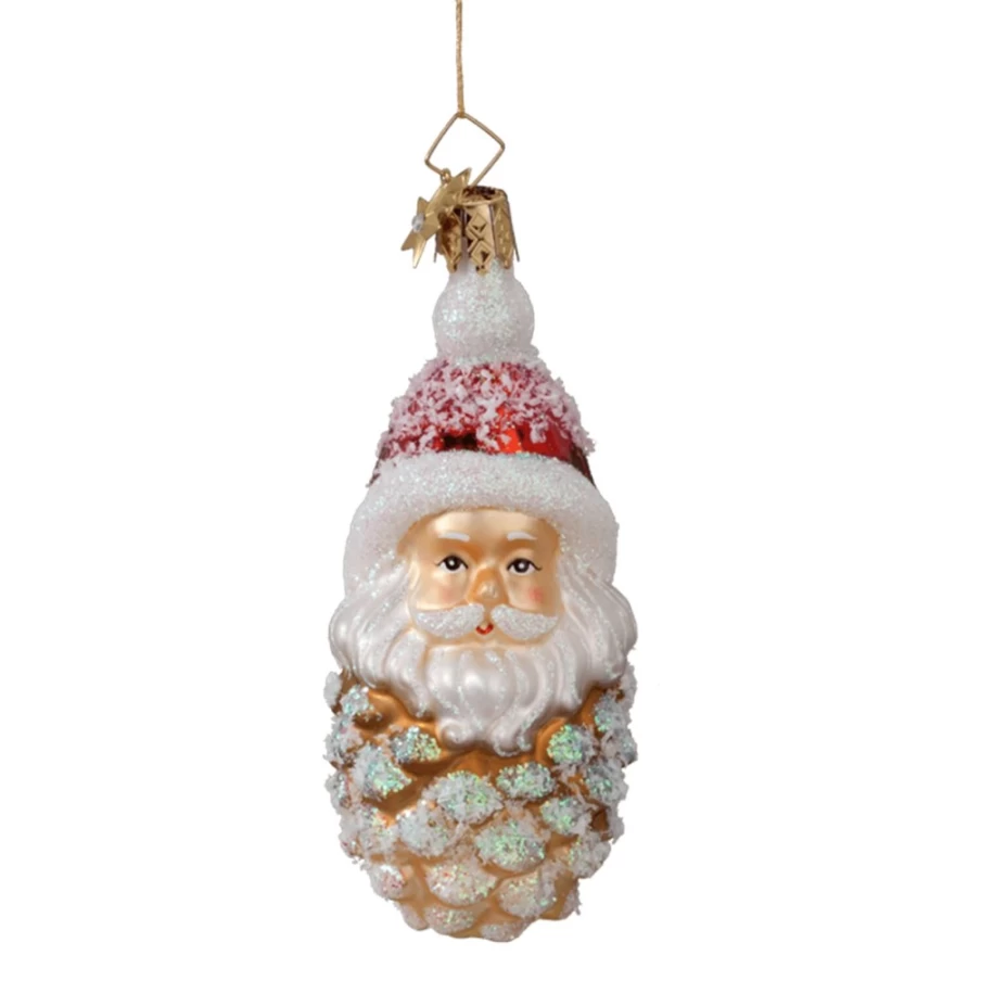 "Poesie in Glas Pinecone Santa Christmas Ornament – Handcrafted Holiday Decoration"