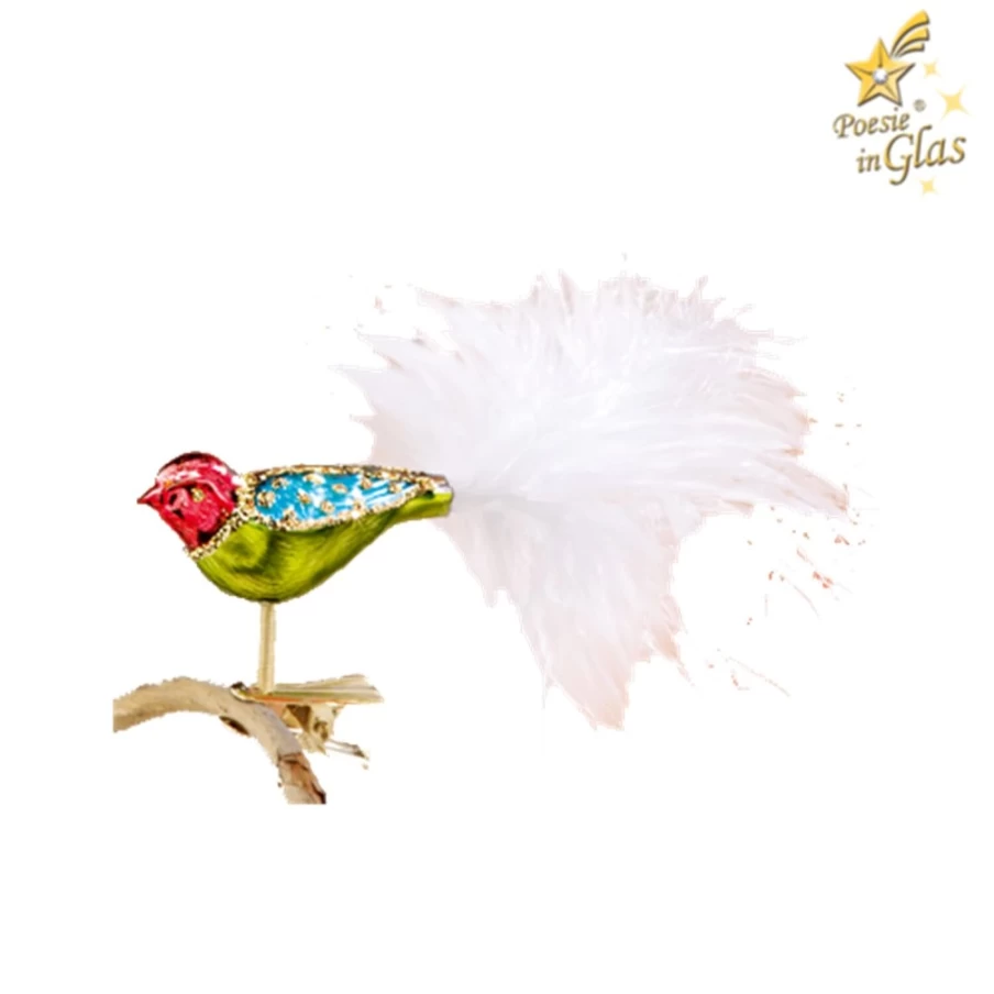 Poesie in Glas Colored Bird Green Decorative Glass Figurine