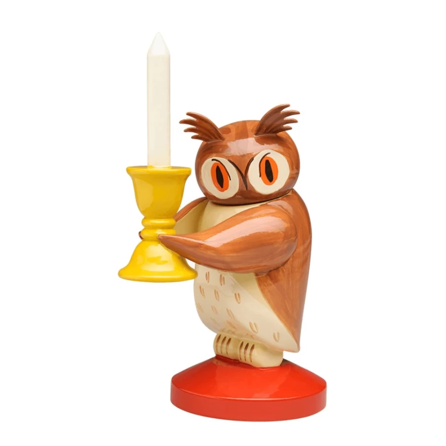 "WENDT & KÜHN Large Owl Figurine with Candelabra - Handcrafted German Collectible"