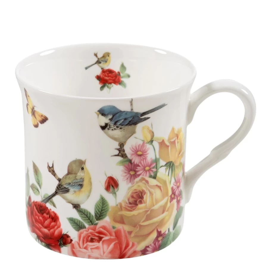 "Käthe Wohlfahrt Handcrafted Cup with Roses and Birds Design – Decorative Ceramic Mug"