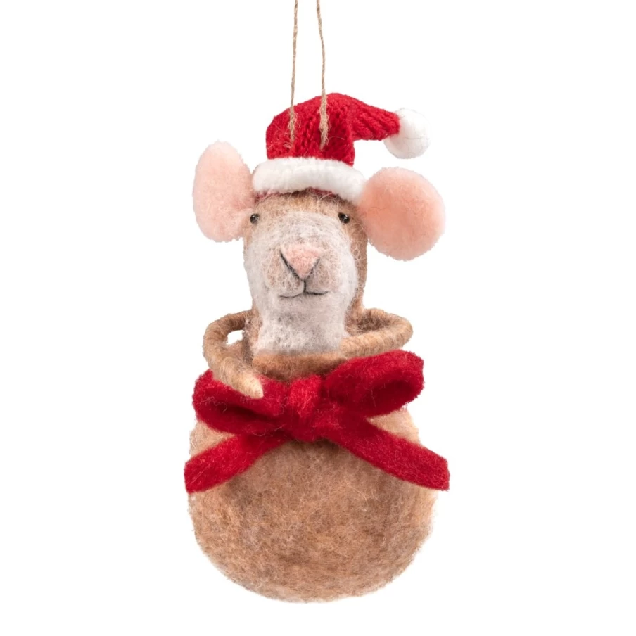 "Käthe Wohlfahrt Felt Sack Mouse - Handmade Christmas Decoration"