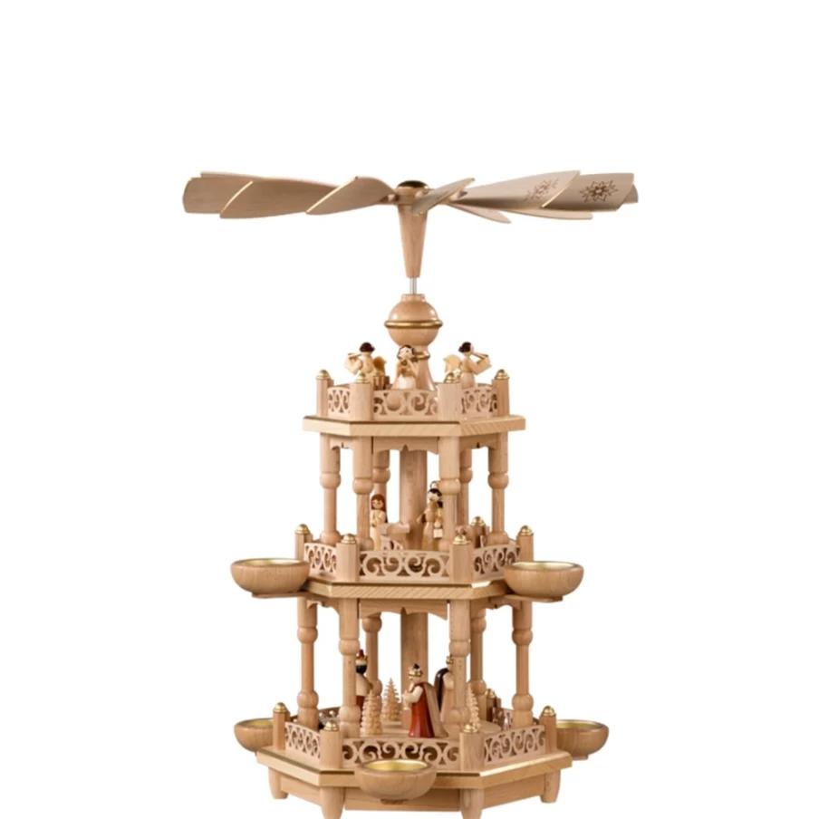 Richard Glässer Tealight Pyramid "The Birth Of Christ" Nativity Scene Christmas Decor