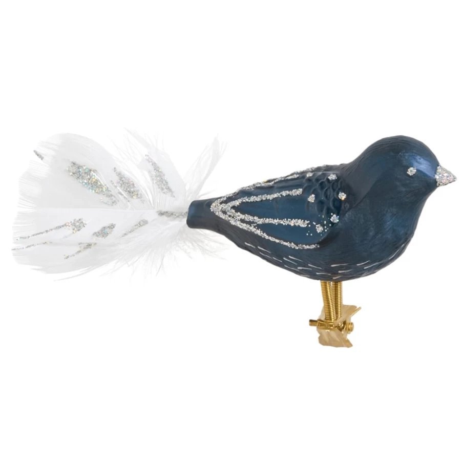 "Poesie in Glas Dark Blue Glass Bird Figurine – Handcrafted Decorative Art"