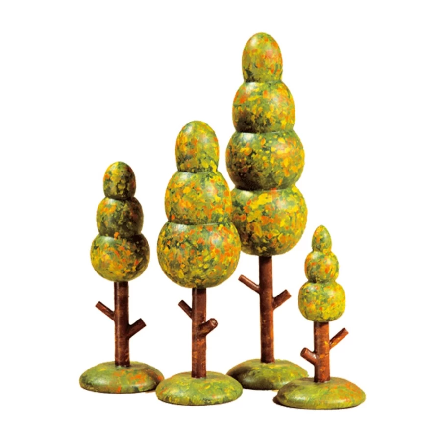Kindertraum Autumn Trees 4-Piece Set for Seasonal Home Decor
