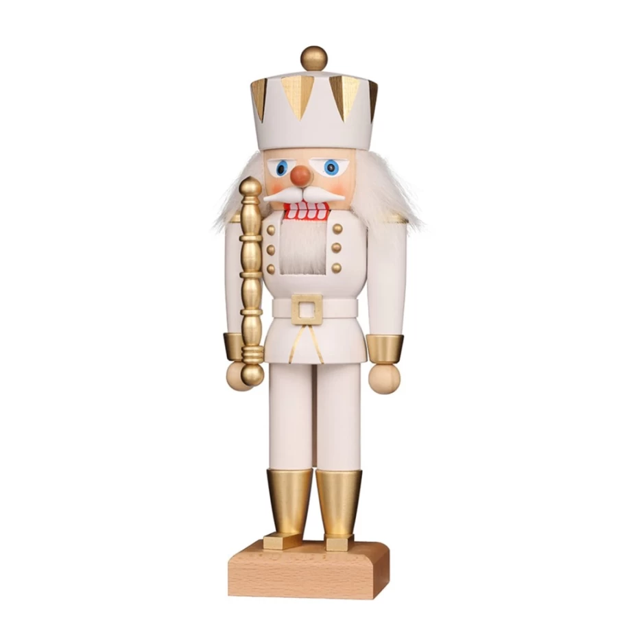 Christian ULBRICHT White and Gold King Nutcracker - 10.6 Inch Holiday Decoration