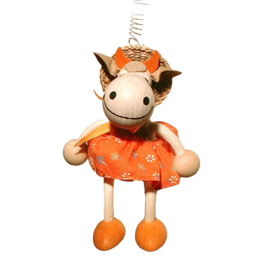Käthe Wohlfahrt Handmade Swinging Cow Figure with Dress - Decorative Collectible Ornament