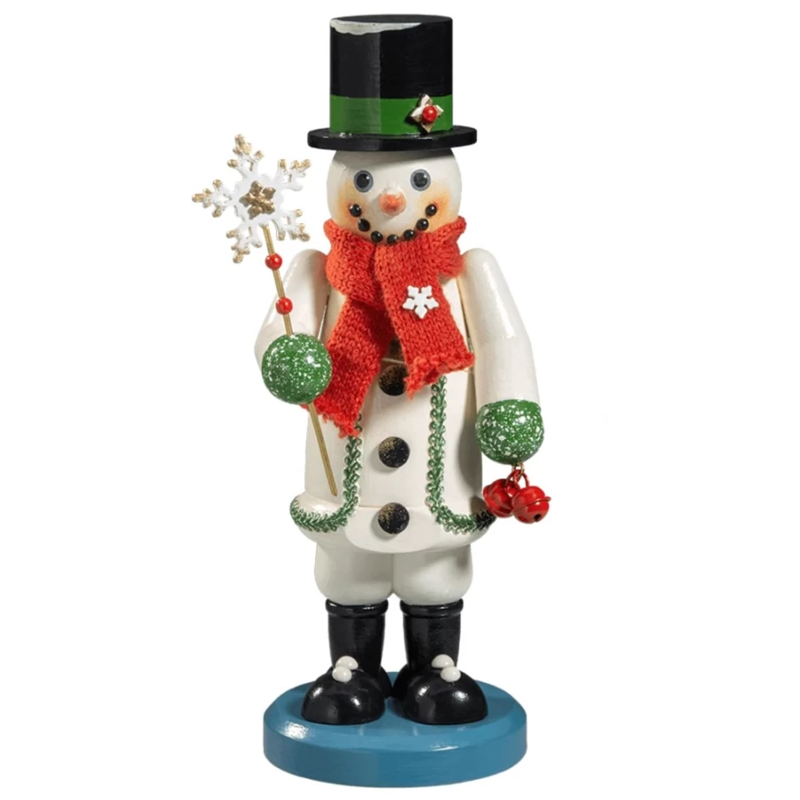 Käthes Original Wooden Snowman Decoration - 9.2 Inch Handcrafted Holiday Ornament "Holzknackl" for Christmas Decor