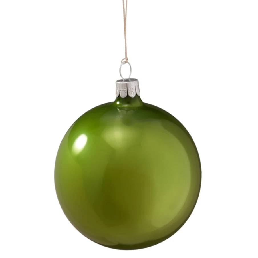 Käthe Wohlfahrt Opal Green Glass Bauble Christmas Ornament, 8cm Handcrafted Holiday Decoration