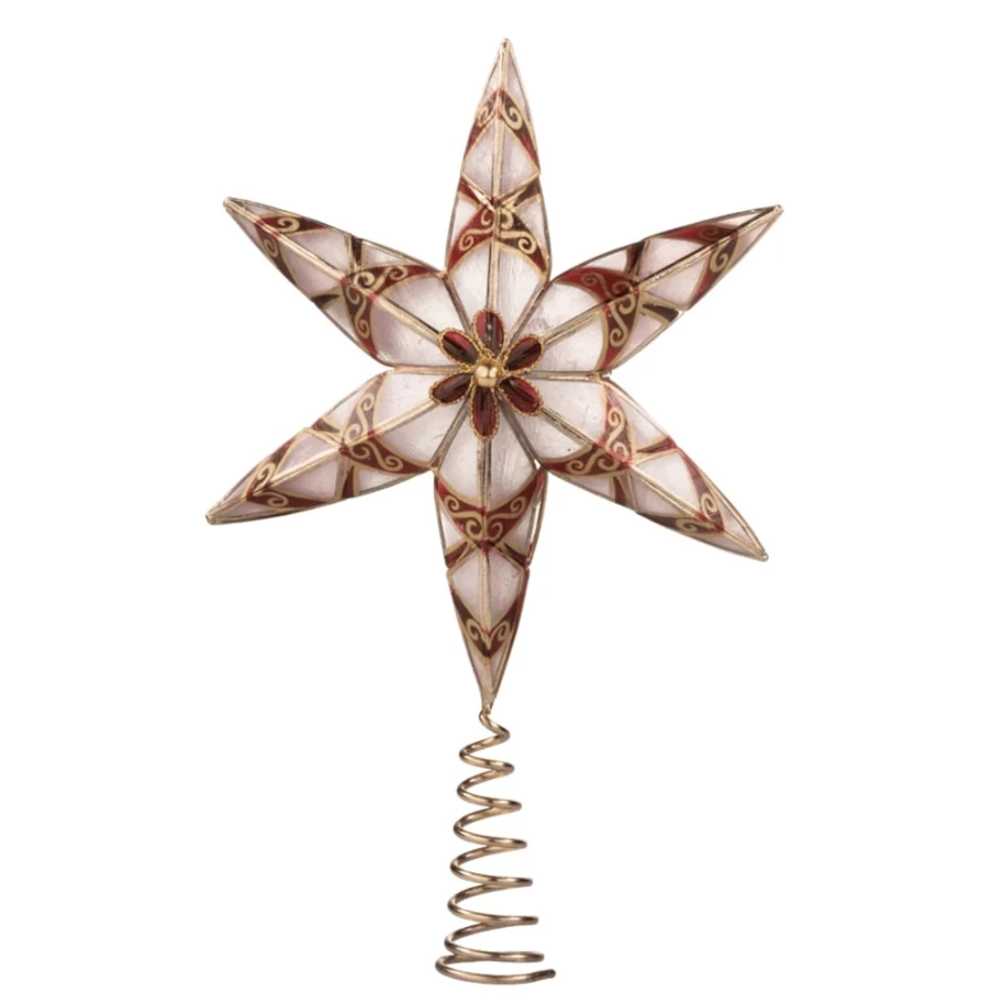"Käthe Wohlfahrt Christmas Tree Topper Star with Red Ornaments - Elegant Holiday Decor"