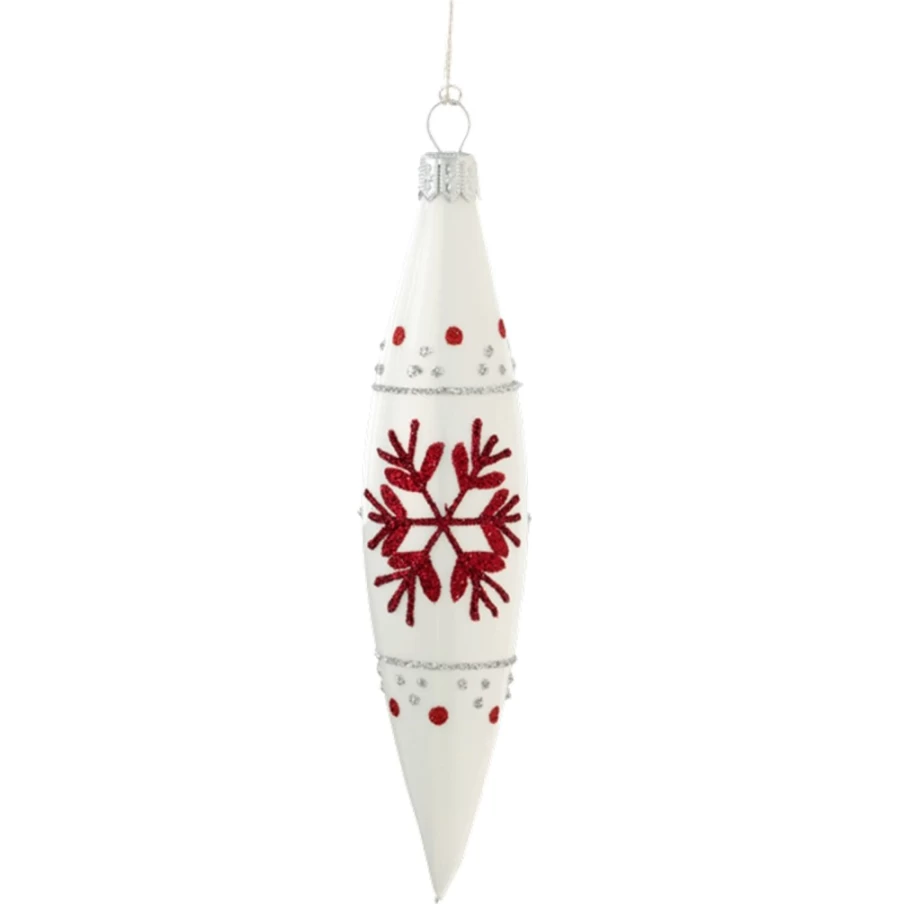 Käthe Wohlfahrt White Christmas Cone with Red Snowflakes Decorative Holiday Ornament