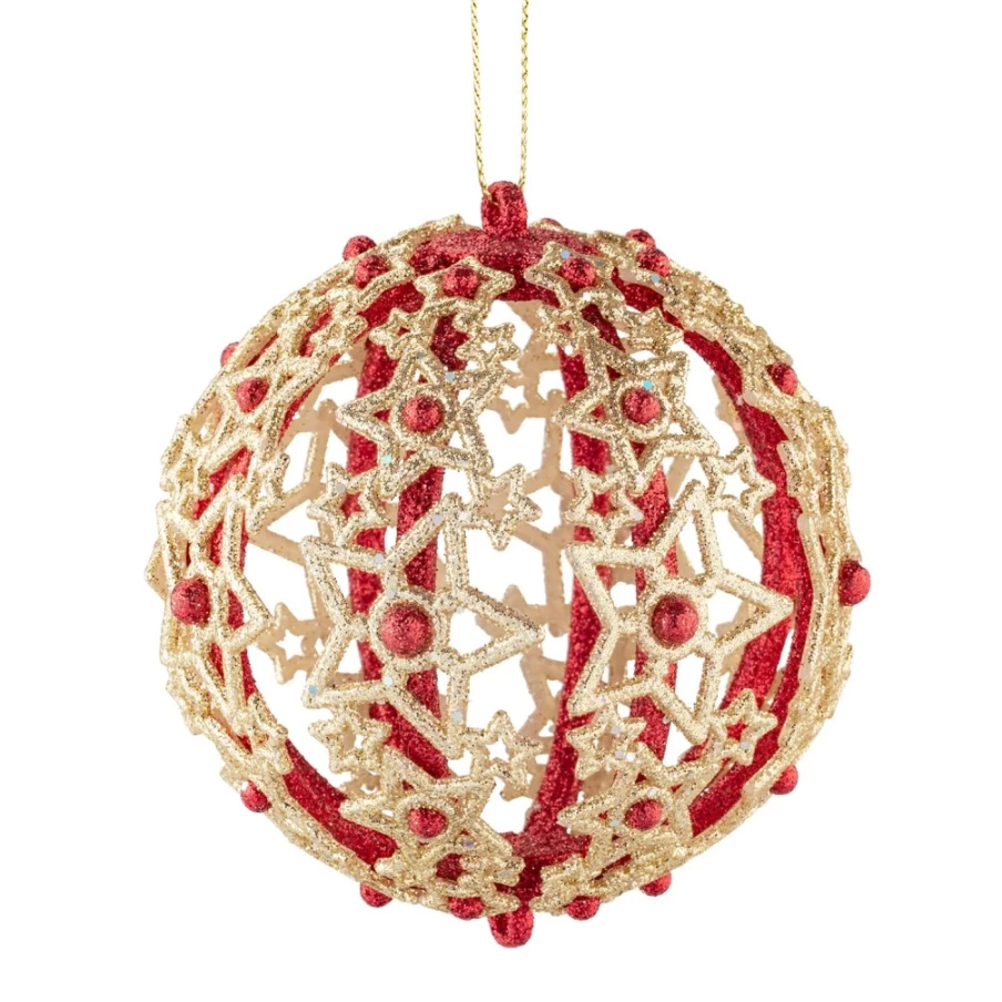 Käthe Wohlfahrt Red Filigree Star Bauble - 8cm Christmas Ornament