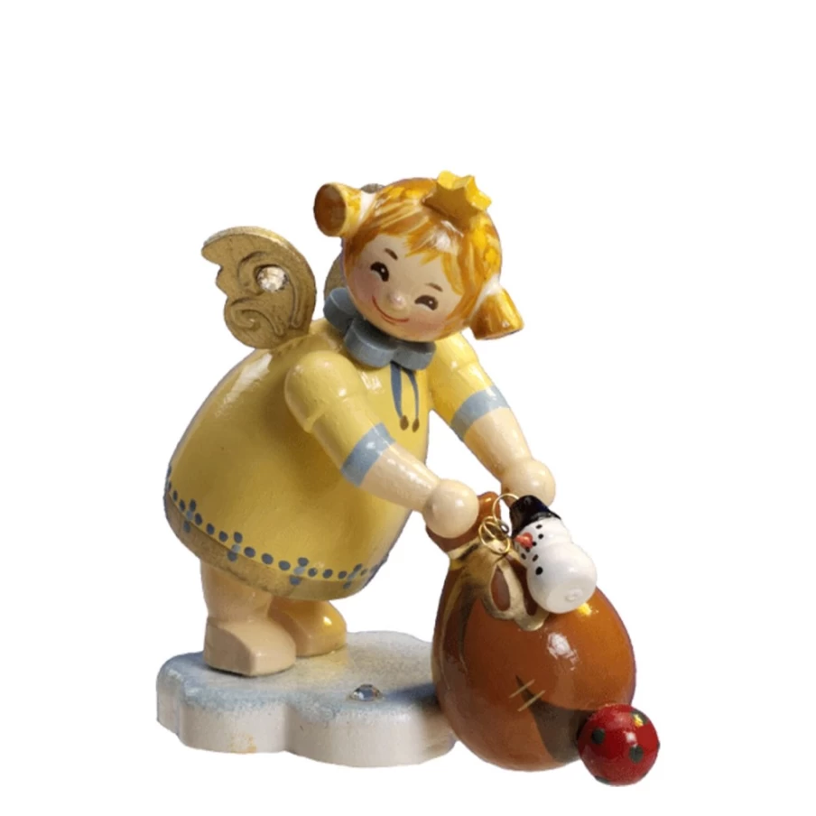 "Käthes Original Angel with Gift Sack - Handcrafted Christmas Figurine for Holiday Decor"