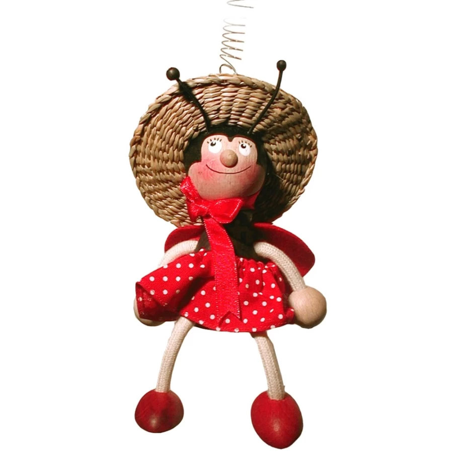 Käthe Wohlfahrt Handmade Swinging Ladybug Figurine with Dress - Decorative Collectible