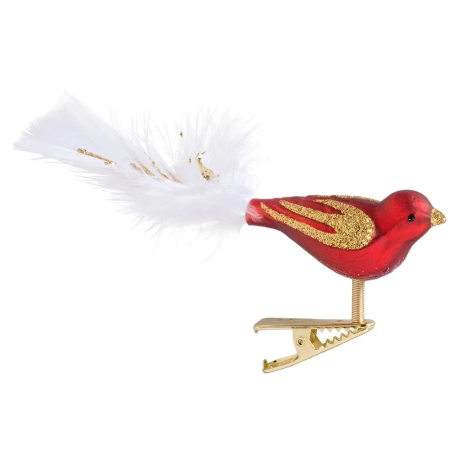 "Poesie in Glas Red Glass Bird Figurine – Handcrafted Decorative Art"