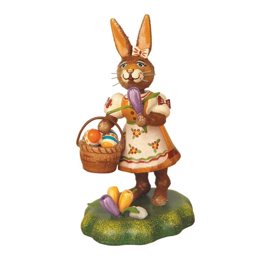 "Hubrig Volkskunst Mother Rabbit with Crochus Spring Decorative Figurine"