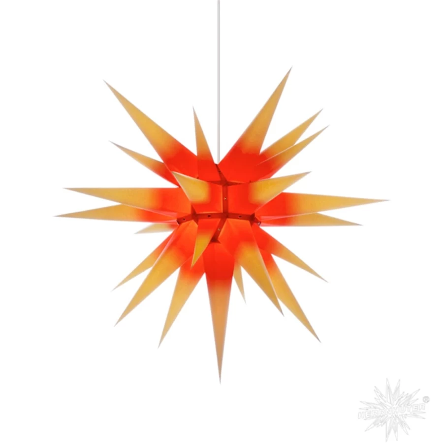 Herrnhuter Sterne Premium Paper Star Decoration, 27.6 Inch Red and Yellow Christmas Ornament, Traditional German Advent Star