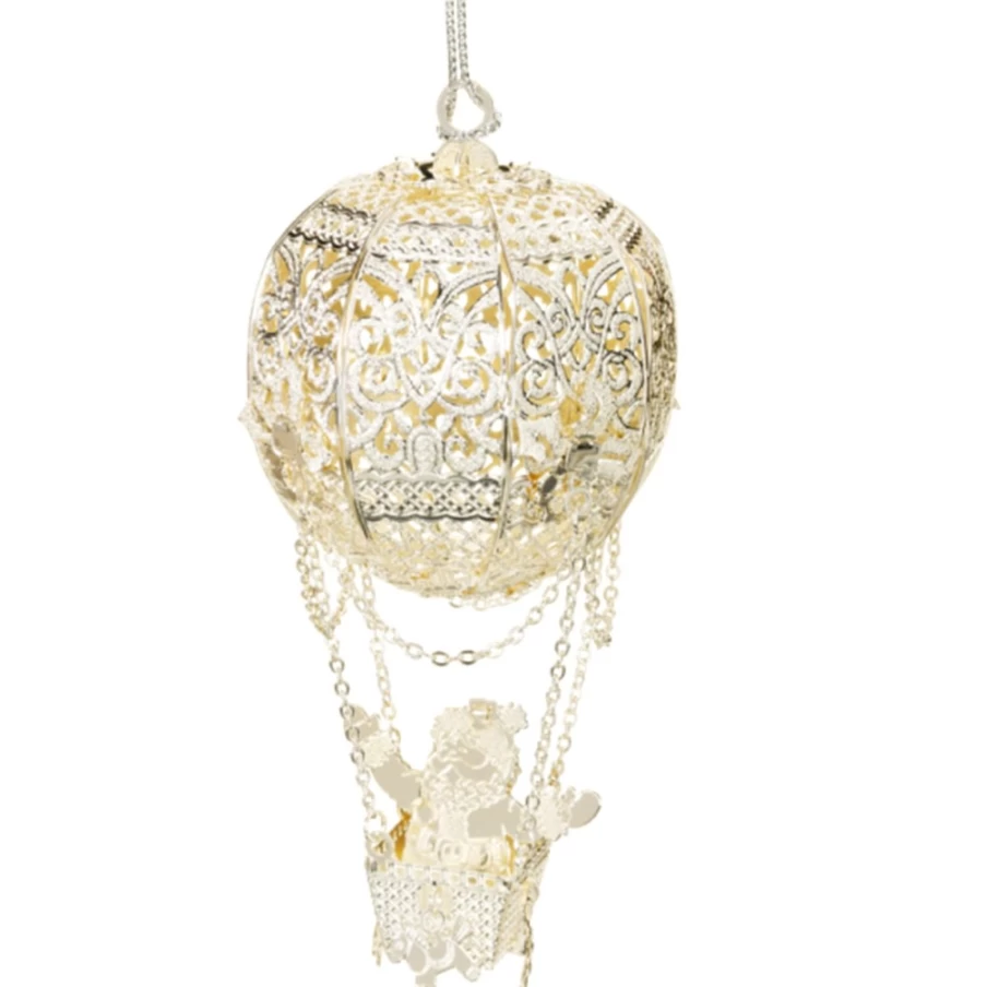 "Käthe Wohlfahrt Silver-Plated Santa Claus in Hot Air Balloon Christmas Ornament"