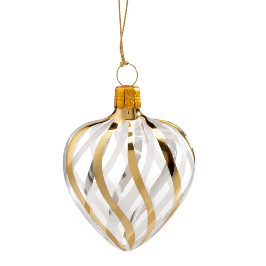 "Käthe Wohlfahrt Heart Ornament - Gold and White Net Pattern Christmas Decoration"