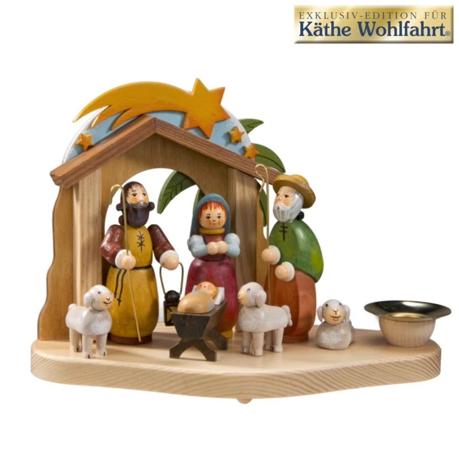 Käthes Original "Manger" Christmas Candle Holder - Handcrafted Nativity Scene Decor