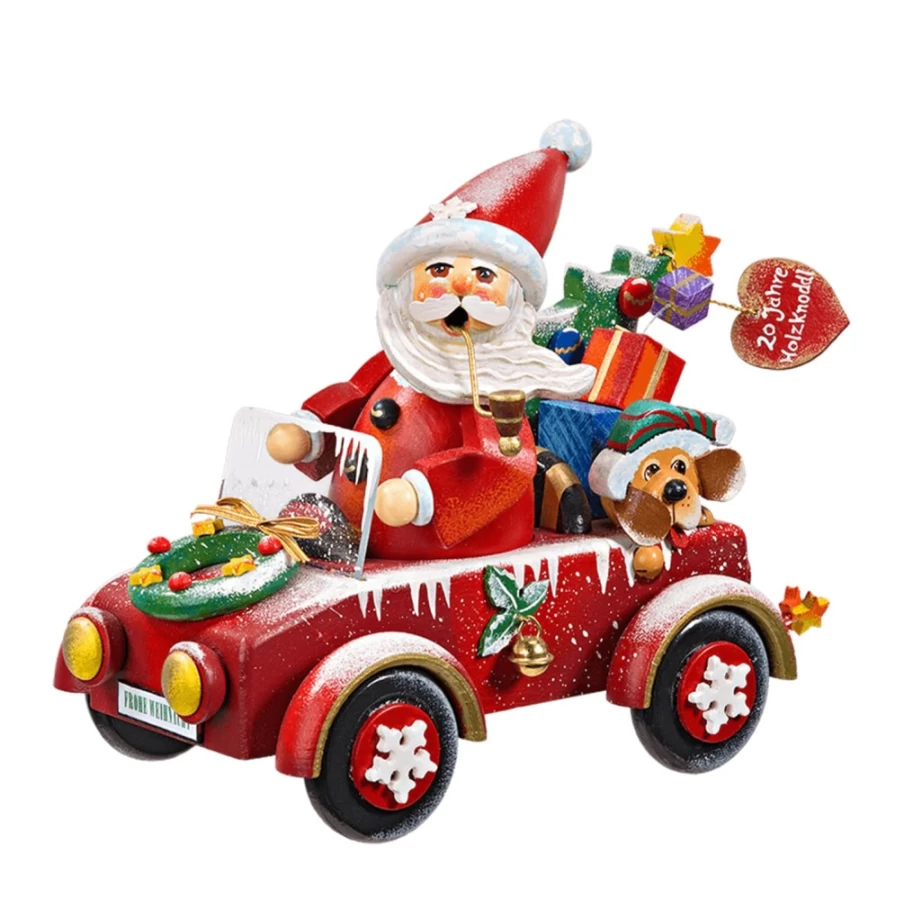 Käthes Original Holzknoddl "Full Speed For Santa" Christmas Incense Smoker German Handmade Wooden Decor