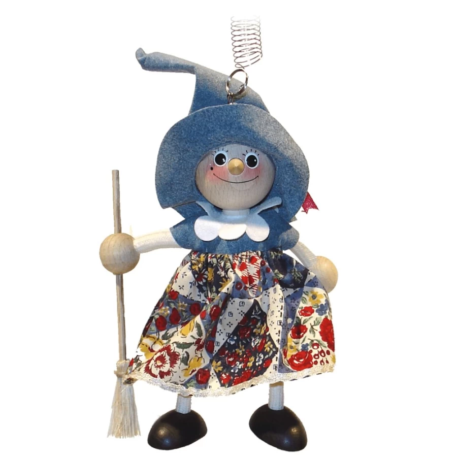 Käthe Wohlfahrt Blue Witch Swinging Figure - Handcrafted Decorative Ornament