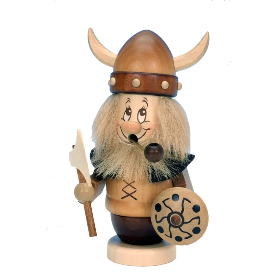 Christian ULBRICHT Handcrafted Gnome Viking Incense Smoker - Decorative Wooden Figurine for Home & Garden