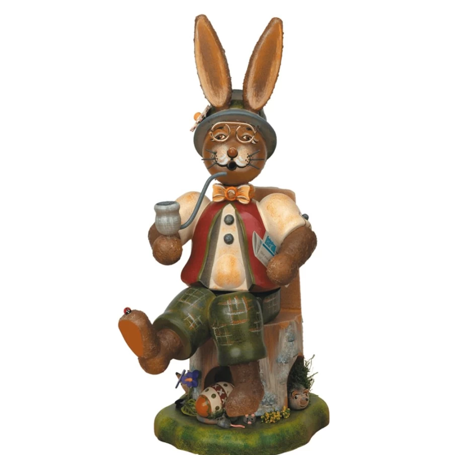 "Hubrig Volkskunst Gustav Rabbit Incense Smoker - Handmade Decorative Ceramic Figurine"