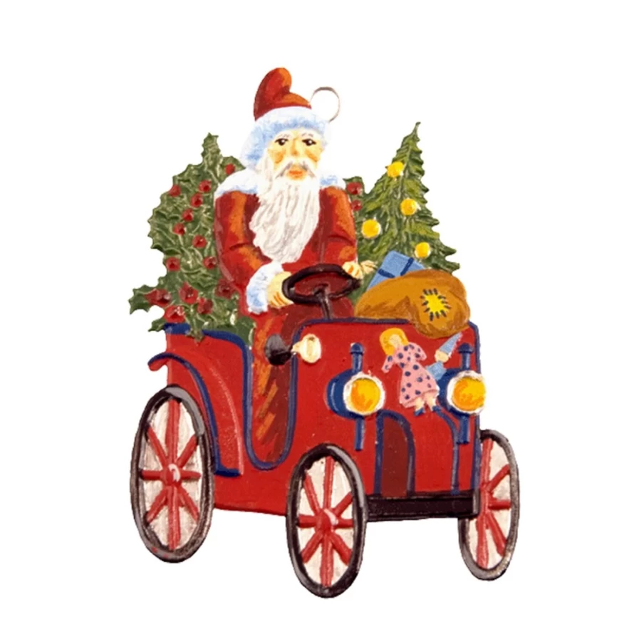 "Käthes Original Santa In Car Christmas Decoration – Handmade German Holiday Ornament"