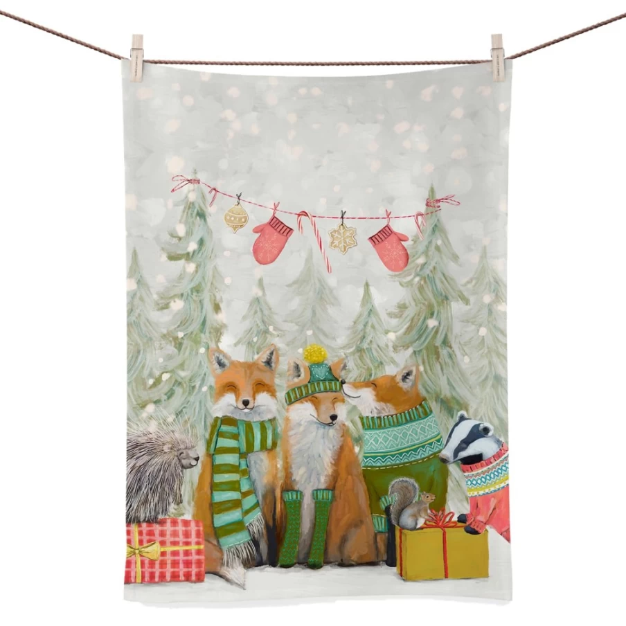 Käthe Wohlfahrt Christmas Santa Claws Tea Towel - Festive Holiday Kitchen Decor