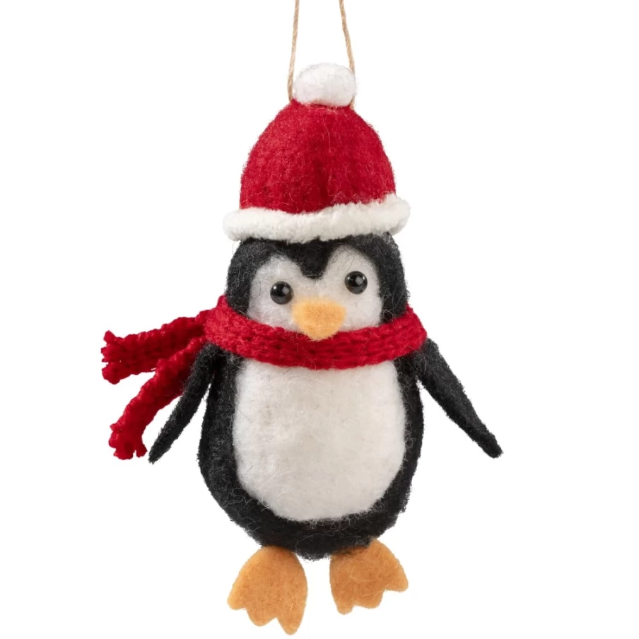 "Käthe Wohlfahrt Handmade Penguin Plush with Scarf and Hat - Festive Christmas Collectible"