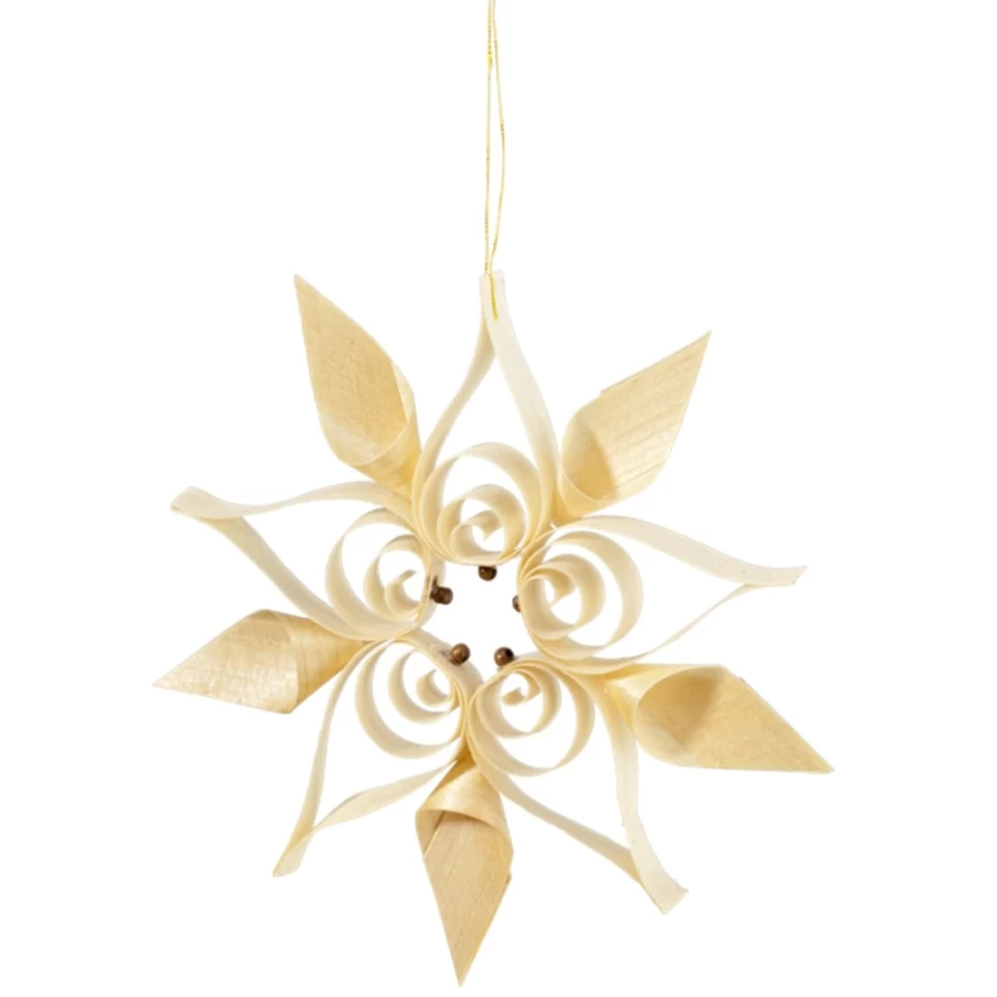 "Käthe Wohlfahrt Wooden Star Ornament with Handcrafted Pearls – Christmas Decoration"