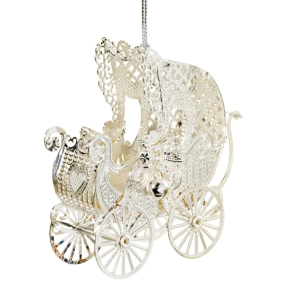 "Käthe Wohlfahrt Silver-Plated Baby Pram Charm - Elegant Collectible Gift"