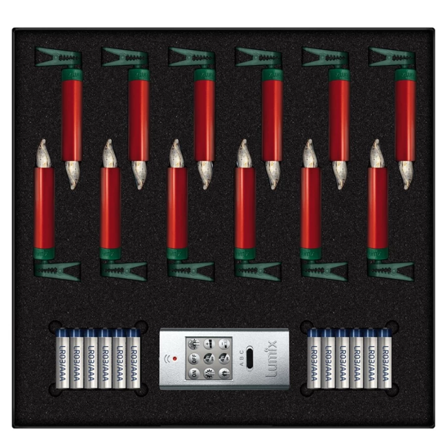 Krinner Lumix Superlight Mini 12-Candle Basic Set - Red Holiday Decorative Candles