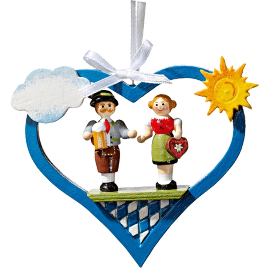 "Käthe Wohlfahrt Original Bavarian Heart Ornament with Traditional German Dancers"